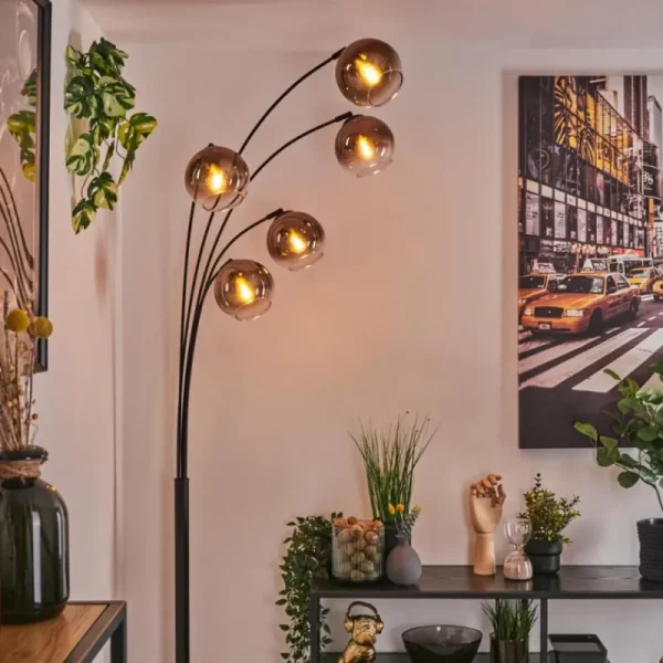 hofstein Koyoto Lampadaire Clair, Cuivré, 5 lumières* Lampes En Verre