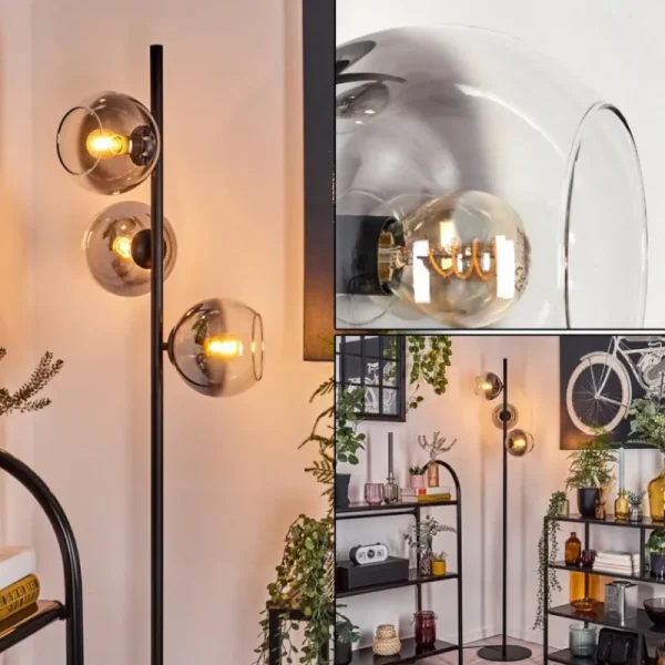 hofstein Koyoto Lampadaire Clair, Fumé, 3 lumières* Lampes Modernes