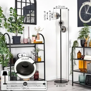 hofstein Koyoto Lampadaire Clair, Fumé, 3 lumières* Lampes Modernes
