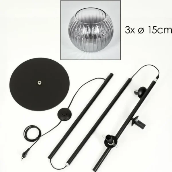 hofstein Koyoto Lampadaire Clair, Fumé, 3 lumières* Lampes Modernes