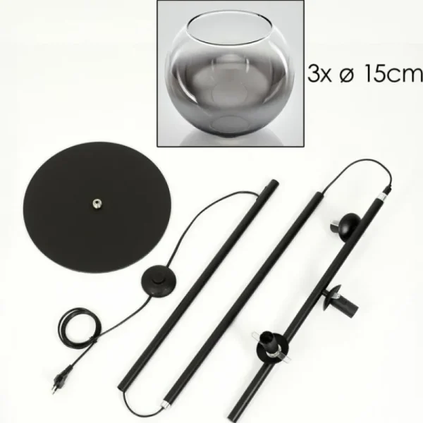 hofstein Koyoto Lampadaire Clair, Fumé, 3 lumières* Lampes Modernes