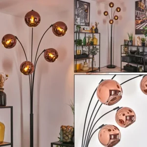 hofstein Koyoto Lampadaire Noir, 5 lumières* Lampes En Verre