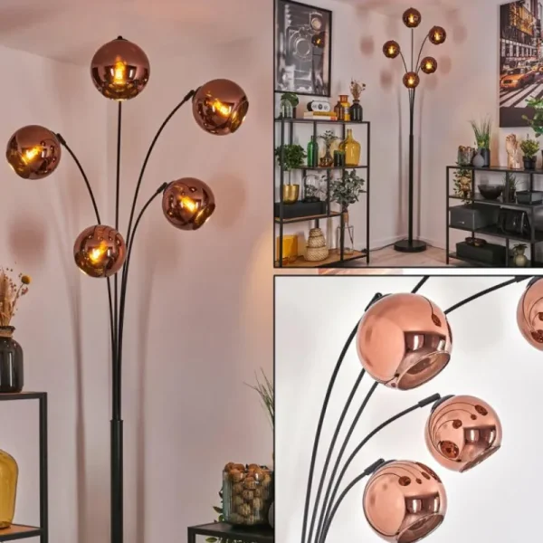 hofstein Koyoto Lampadaire Noir, 5 lumières* Lampes En Verre