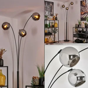 hofstein Koyoto Lampadaire Noir, 3 lumières* Lampes En Verre