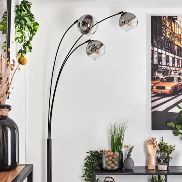 hofstein Koyoto Lampadaire Noir, 3 lumières* Lampes En Verre