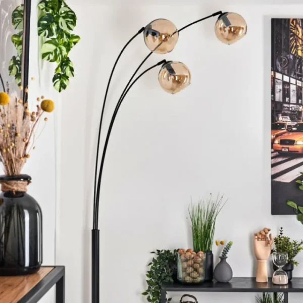 hofstein Koyoto Lampadaire Noir, 3 lumières* Lampes En Verre