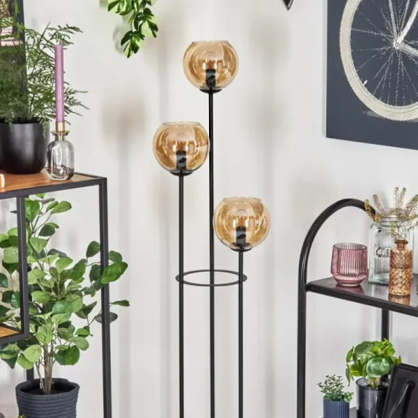 hofstein Koyoto Lampadaire Noir, 3 lumières* Lampes En Verre
