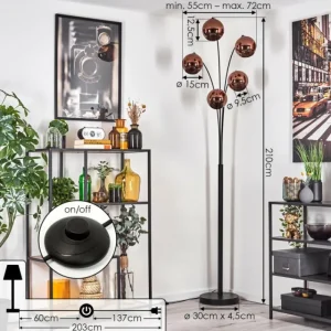 hofstein Koyoto Lampadaire Noir, 5 lumières* Lampes En Verre
