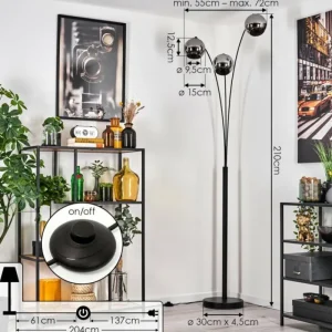 hofstein Koyoto Lampadaire Noir, 3 lumières* Lampes En Verre