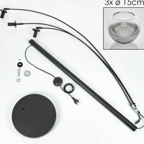 hofstein Koyoto Lampadaire Noir, 3 lumières* Lampes En Verre