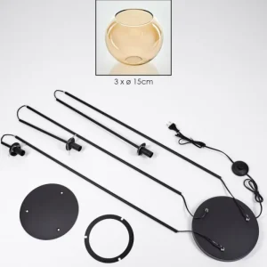hofstein Koyoto Lampadaire Noir, 3 lumières* Lampes En Verre