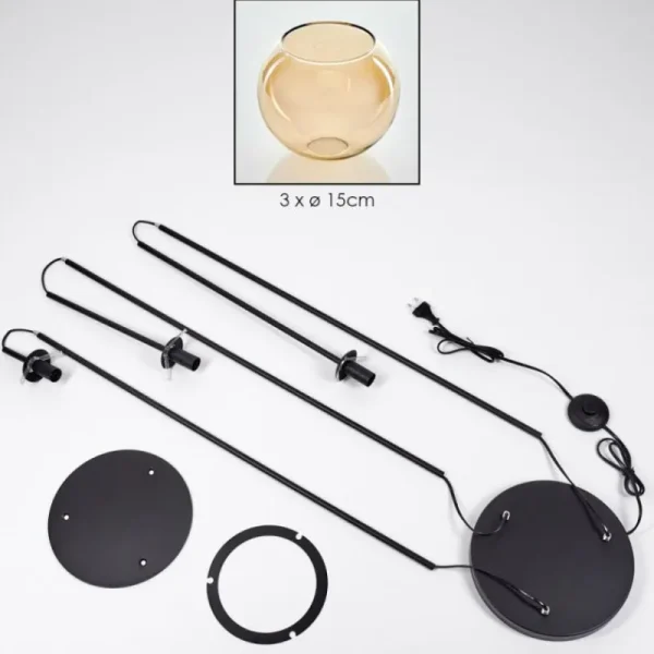 hofstein Koyoto Lampadaire Noir, 3 lumières* Lampes En Verre