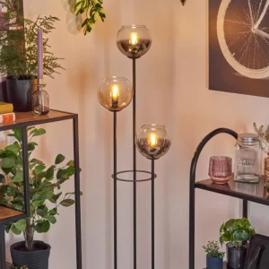 hofstein Koyoto Lampadaire Noir, 3 lumières* Lampes En Verre