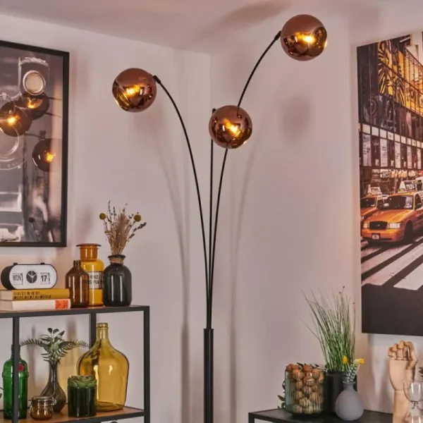 hofstein Koyoto Lampadaire Noir, 3 lumières* Lampes En Verre