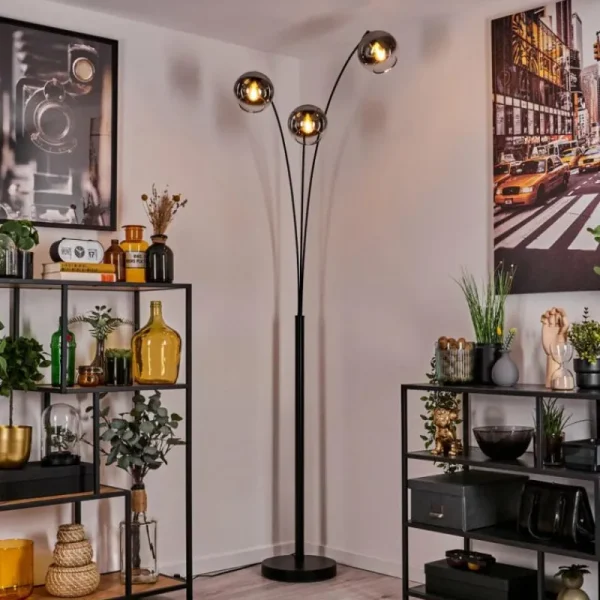 hofstein Koyoto Lampadaire Noir, 3 lumières* Lampes En Verre