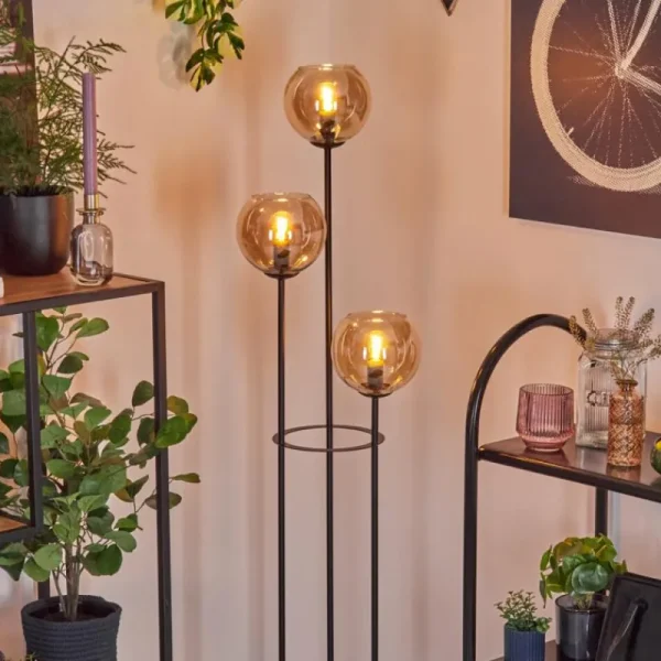 hofstein Koyoto Lampadaire Noir, 3 lumières* Lampes En Verre