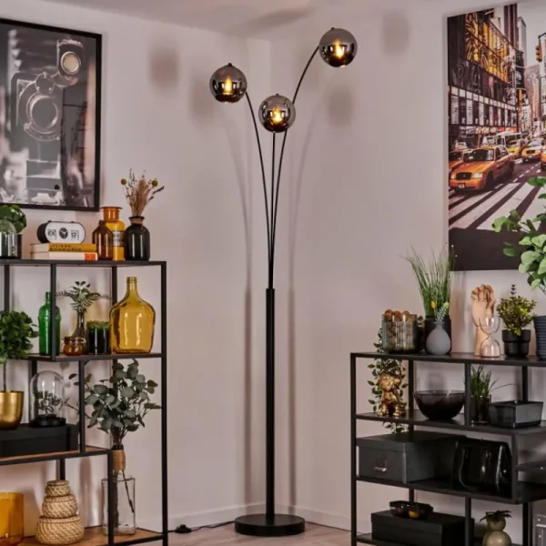 hofstein Koyoto Lampadaire Noir, 3 lumières* Lampes En Verre