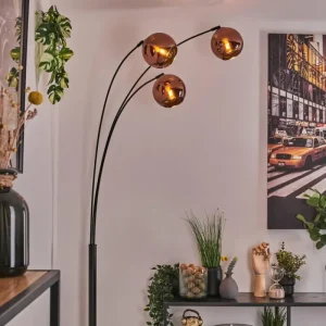 hofstein Koyoto Lampadaire Noir, 3 lumières* Lampes En Verre