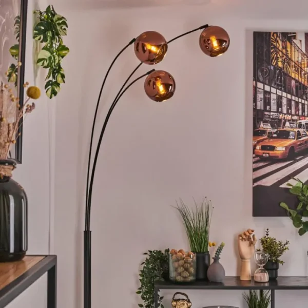 hofstein Koyoto Lampadaire Noir, 3 lumières* Lampes En Verre