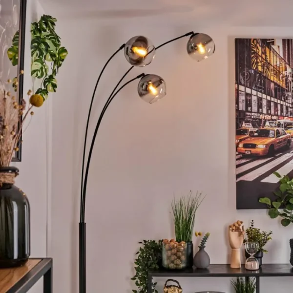 hofstein Koyoto Lampadaire Noir, 3 lumières* Lampes En Verre