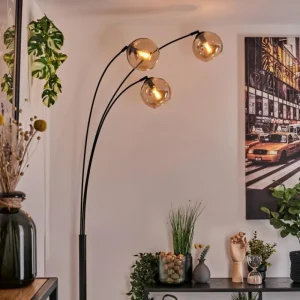 hofstein Koyoto Lampadaire Noir, 3 lumières* Lampes En Verre