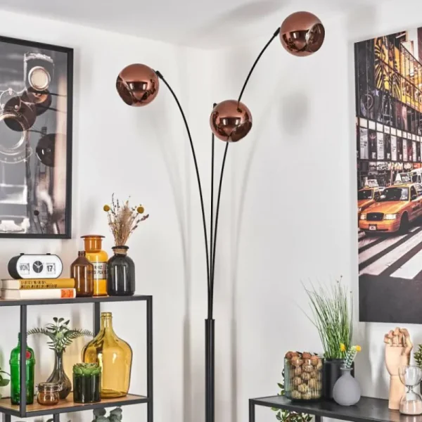 hofstein Koyoto Lampadaire Noir, 3 lumières* Lampes En Verre