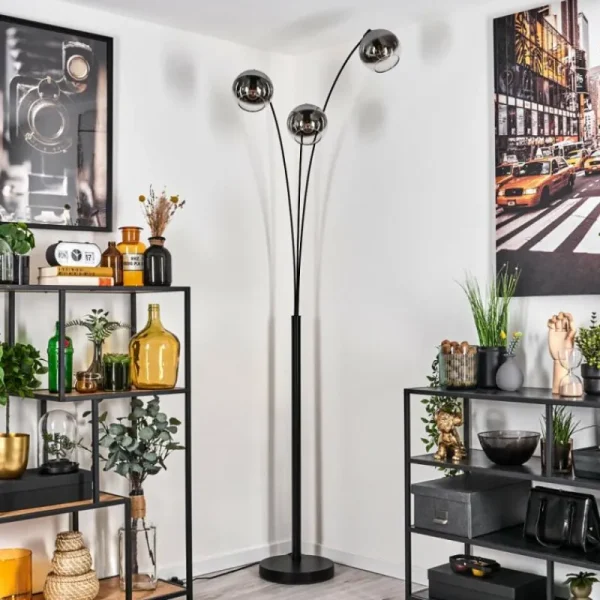 hofstein Koyoto Lampadaire Noir, 3 lumières* Lampes En Verre