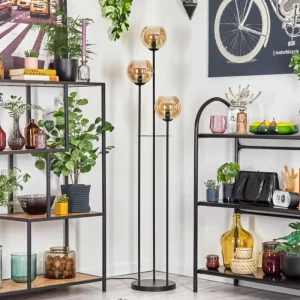 hofstein Koyoto Lampadaire Noir, 3 lumières* Lampes En Verre
