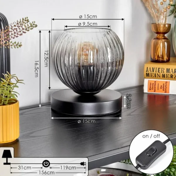hofstein Koyoto Lampe à poser 15 cm Clair, Fumé, 1 lumière* Lampes Modernes