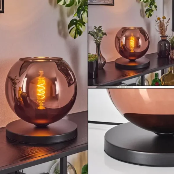 hofstein Koyoto Lampe à poser 25 cm Noir, 1 lumière* Lampes En Verre