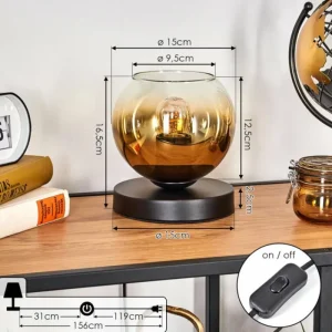 hofstein Koyoto Lampe à poser 15 cm Noir, 1 lumière* Lampes En Verre