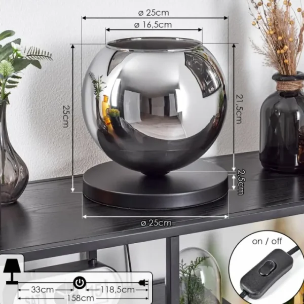hofstein Koyoto Lampe à poser 25 cm Noir, 1 lumière* Lampes En Verre