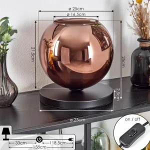 hofstein Koyoto Lampe à poser 25 cm Noir, 1 lumière* Lampes En Verre