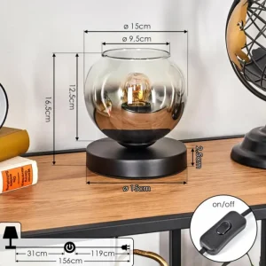 hofstein Koyoto Lampe à poser 15 cm Noir, 1 lumière* Lampes En Verre