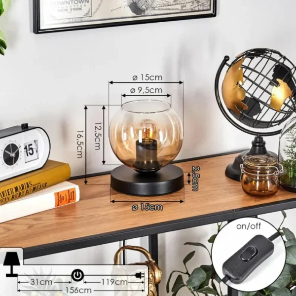 hofstein Koyoto Lampe à poser 15 cm Noir, 1 lumière* Lampes En Verre