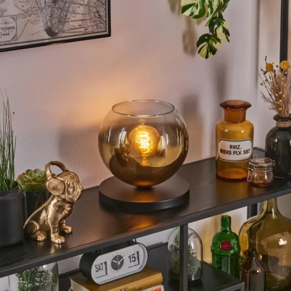 hofstein Koyoto Lampe à poser 25 cm Noir, 1 lumière* Lampes En Verre