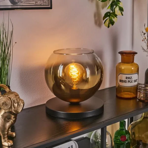 hofstein Koyoto Lampe à poser 25 cm Noir, 1 lumière* Lampes En Verre