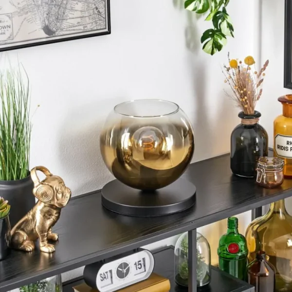 hofstein Koyoto Lampe à poser 25 cm Noir, 1 lumière* Lampes En Verre