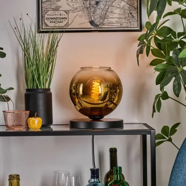 hofstein Koyoto Lampe à poser 20 cm Or, Clair, 1 lumière* Lampes En Verre