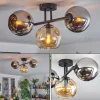 hofstein Koyoto Plafonnier, Boule lumineuse Ambre, Chrome, Fumé, 3 lumières* Lampes Modernes