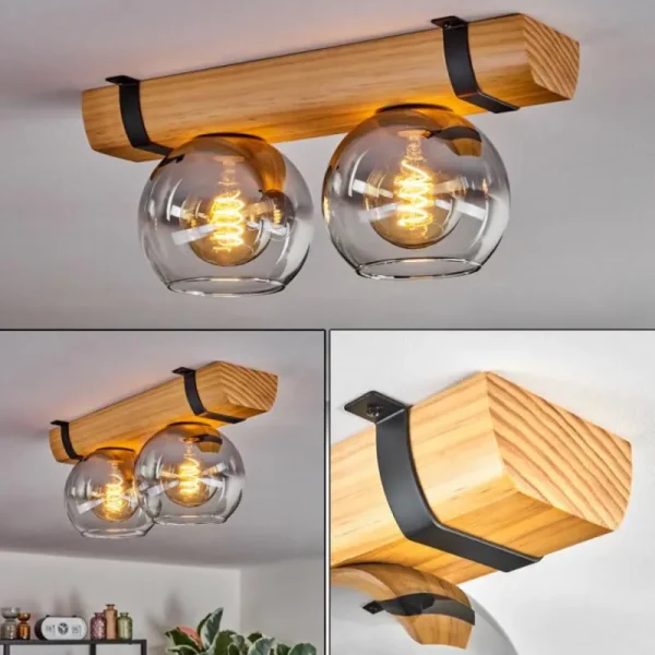 hofstein Koyoto Plafonnier, Boule lumineuse Écru, Noir, 2 lumières* Lampes Modernes