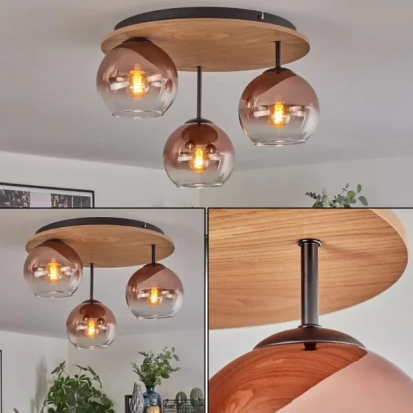 hofstein Koyoto Plafonnier, Boule lumineuse Écru, Noir, 3 lumières* Lampes Modernes
