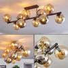 hofstein Koyoto Plafonnier, Boule lumineuse Ambre, Chrome, Fumé, 10 lumières* Lampes Modernes
