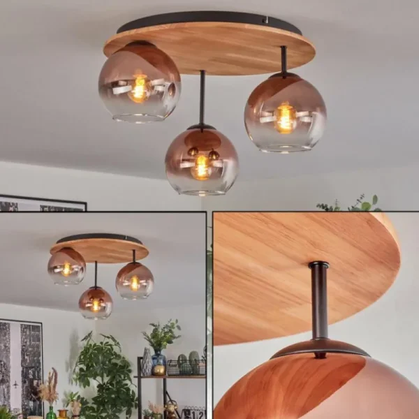 hofstein Koyoto Plafonnier, Boule lumineuse 40 cm Écru, Noir, 3 lumières* Lampes Modernes