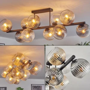 hofstein Koyoto Plafonnier, Boule lumineuse Ambre, Clair, Fumé, 10 lumières* Lampes Modernes