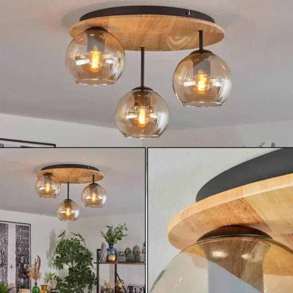 hofstein Koyoto Plafonnier, Boule lumineuse 40 cm Écru, Noir, 3 lumières* Lampes Modernes