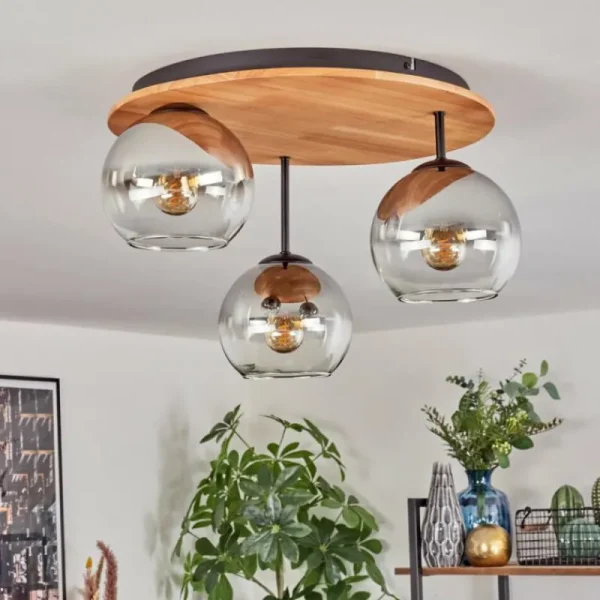 hofstein Koyoto Plafonnier, Boule lumineuse 40 cm Écru, Noir, 3 lumières* Lampes Modernes