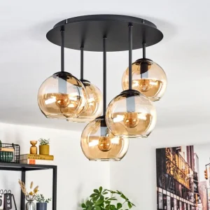 hofstein Koyoto Plafonnier, Boule lumineuse 45 cm Ambre, 5 lumières* Lampes En Verre