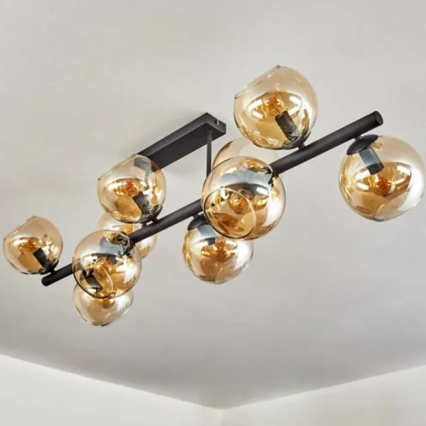 hofstein Koyoto Plafonnier, Boule lumineuse Ambre, 10 lumières* Lampes En Verre