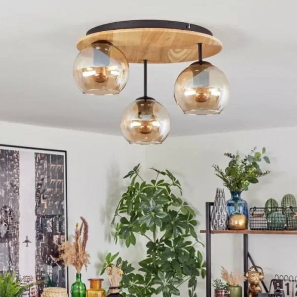 hofstein Koyoto Plafonnier, Boule lumineuse 40 cm Écru, Noir, 3 lumières* Lampes Modernes